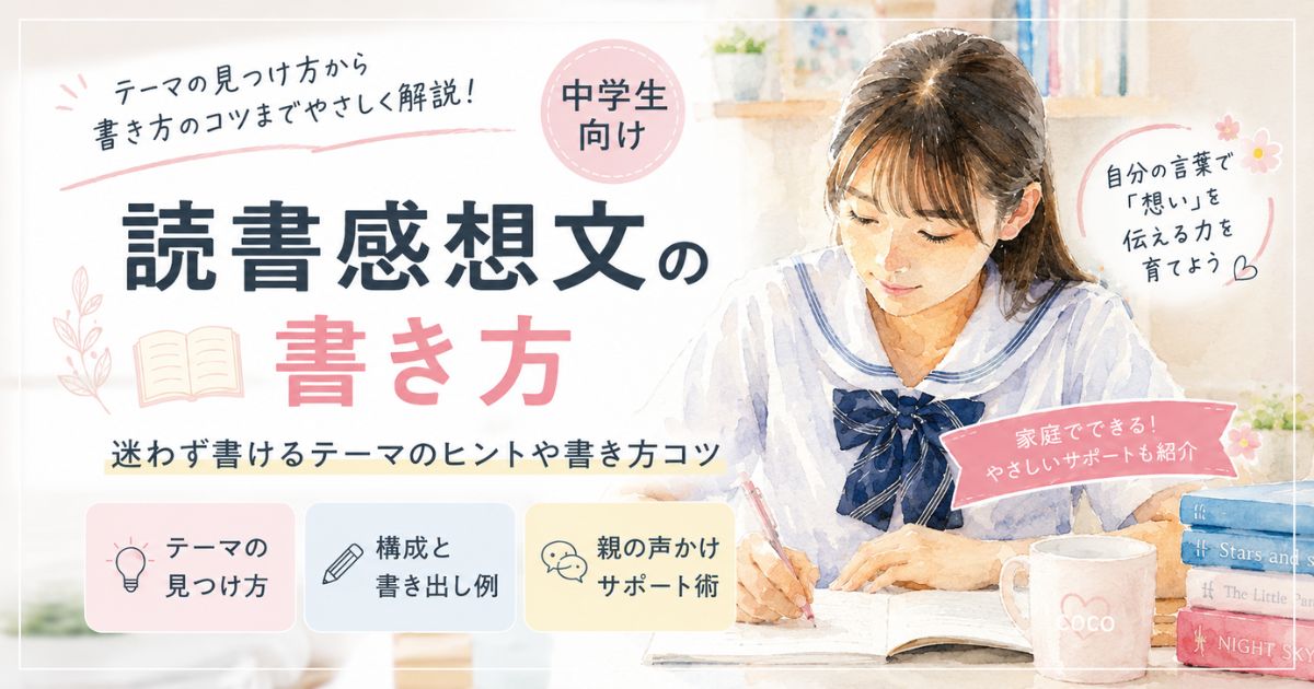 中学生が読書感想文の書き方を学ぶ家庭学習のアイキャッチ画像