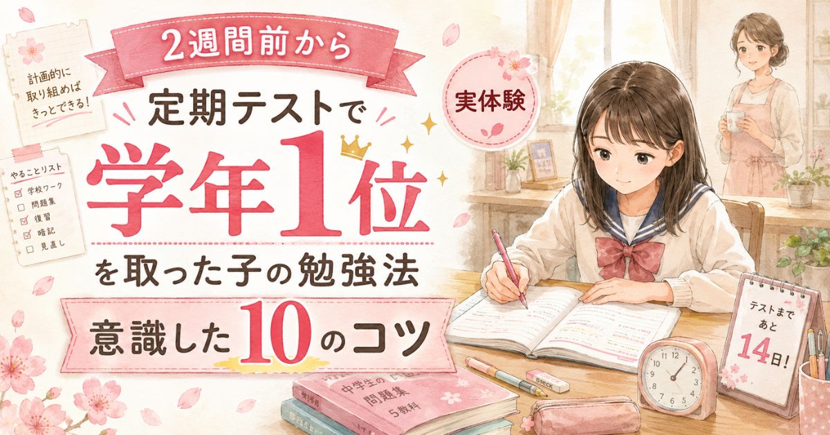定期テストで学年1位を取った子の勉強法をイメージしたアイキャッチ画像